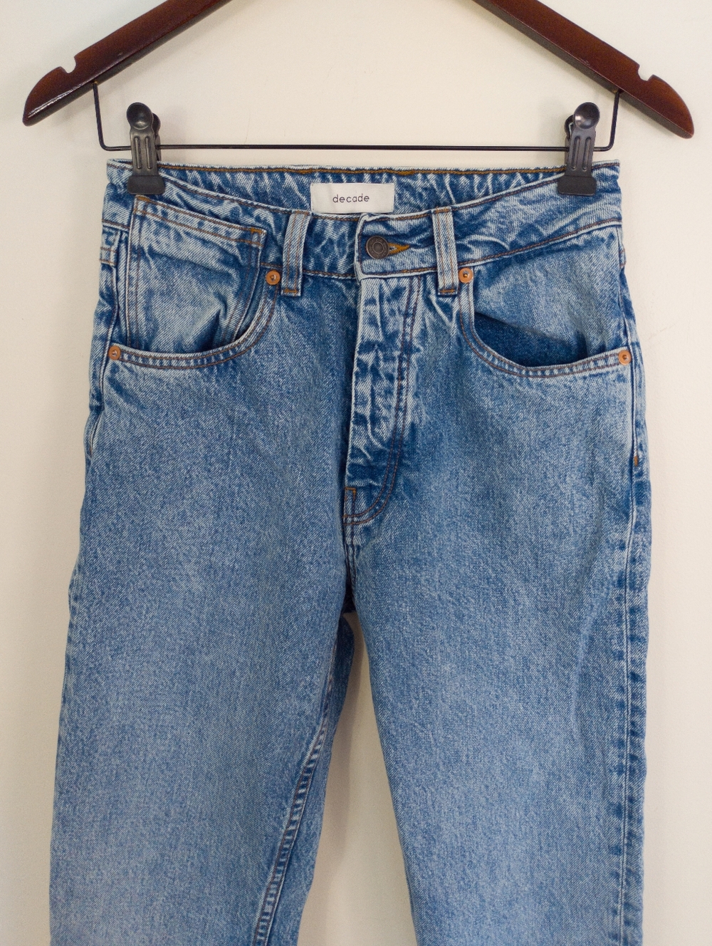 Decade Studio Alex Slim Tapered Non Stretch Denim Jeans 27 Raw Hem Cropped - Picture 2 of 11